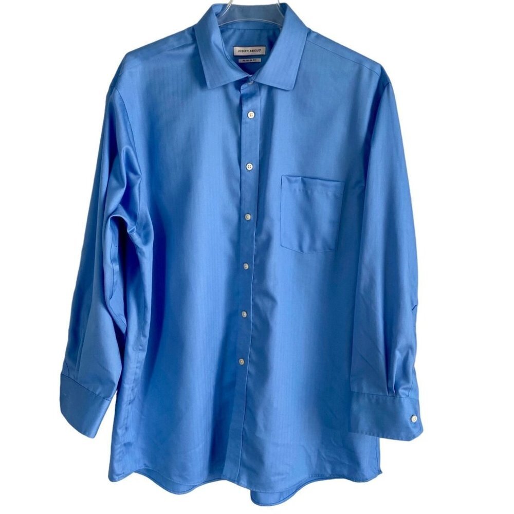 Joseph Abboud Blue Cotton No Iron Long Sleeve Button Down Shirt Men's 17